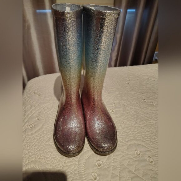 Sparkly Multicolor Kids Rain Boots - Picture 3 of 8